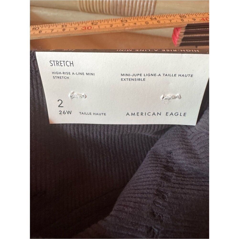 NWT American Eagle High Rise Corduroy A-Line Mini Skirt Black Size 2 - Picture 8 of 9